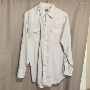 White Ely Western Pearl Snap Shirt Size Large